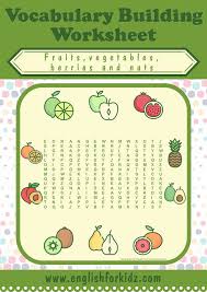 Fruits And Vegetables Word Search Puzzles Teach English To Kids Fruit Word Search Puzzles