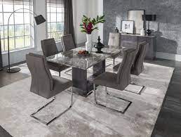 Marble dining table set uk. Donatella 220cm Grey Marble Dining Table With Chairs First Furniture First Furniture