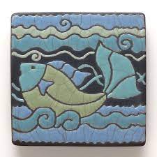 Fishceramic Tile A 4 X 4 Inch Handmade Raku Fired By Davisvachon 36 00 Tile Art Fire Art Art Nouveau Tiles