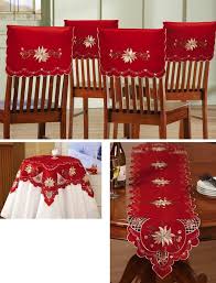 Amazon Com Collections Etc Christmas Embroidered Holiday Table Linens Chair Table Runners Holiday Table Linens Holiday Linens Christmas Home