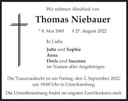 Traueranzeigen von Thomas Niebauer