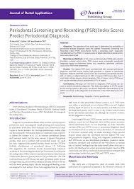 Pdf Periodontal Screening And Recording Psr Index Scores