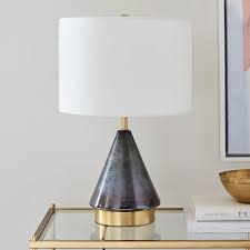 Metalized Glass Table Lamp Usb Small Gray Modern Table Lamp Glass Table Table Lamp
