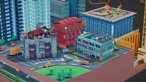 Low Poly Street Scene Diorama 65957 Triangles One 1024px Diffuse Map With Alpha Cutout Street Scenes Pixel Art Environment Design
