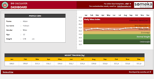 Bmi Calculator Template Body Mass Index In Excel