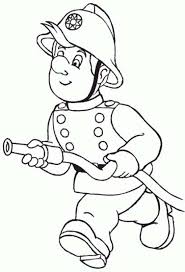 Black And White Fireman Fireman Fireman Running With Water Hose Coloring Page Coloring Pages Fireman Coloring Pictures