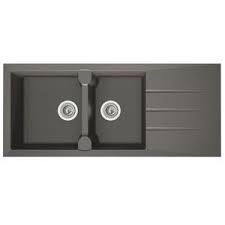 Stradour Evier Cuisine A Encastrer 2 Bacs 1 Egouttoir Aloa Resine 116 X 50 Cm Gris Beton Evier Cuisine Evier Egouttoir