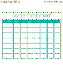 Sale Family Chore Chart Instant Download Teal Chore