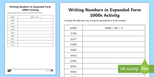 Write numbers in expanded form, write numbers given in expanded form in normal form, write numbers in scientific notation, or. Writing Numbers In Expanded Form 1000s Worksheet Worksheet Australia