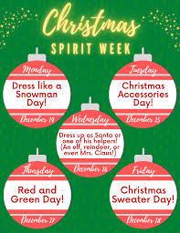 Christmas spirit monday, december 14 th wear a santa hat, elf ears or antlers and show some holiday cheer! St Francis Of Assisi Catholic Elementary School Georgetown On Christmas Spirit Week