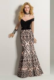 Turn Heads With This Posh Evening Gown The Off The Shoulder Neckline Illusion Sides And Flocked Glitter Mermaid Skirt Prom Heels Chic Cocktail Dress Dresses