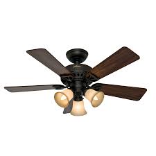 Hunter Fan 42 Traditional Ceiling Fan With Three Light Fitter And Tea Stain Glass In New Bronze Certified Refurbished Ceiling Fan With Light Ceiling Fan Hunter Fan