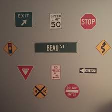Street Signs Fabric Wall Decals With Stop Sign, Yield, One Way, Exit,  Railroad and More, Repositionable and Reusable