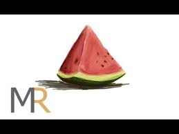 تعليم رسم البطيخ ديجيتال mr fine artist youtube watermelon fruit