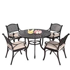 Is there a natural oat product available in cast iron patio dining sets? Cast Iron Outdoor 5 Piece Prato Cast Aluminium Dining Table Chair Set Temple Webster