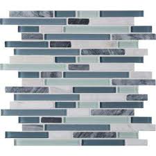 Bytle Azul Interlocking 12 2 In X 11 61 In X 6mm Glass Stone Mesh Mounted Mosaic Tile 0 97 Sq Mosaic Tiles Stone Mosaic Floor Blue Tile Backsplash Kitchen