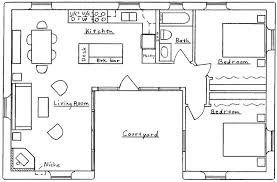 Ranch style house plans have seen renewed interest for their informal and casual, single story open floor plans and the ability to age in place. U Shaped House Plans With Courtyard With Two Bedroom And Living Room Area On Fascinating Home Des U Shaped House Plans Small House Floor Plans U Shaped Houses
