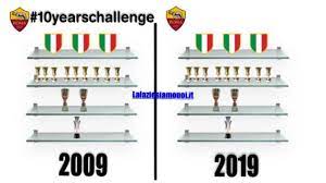 Roma will host lazio in the rome derby in the penultimate—37th—round of the italian serie a. 10yearschallenge La Bacheca Della Roma Non Invecchia 10 Anni 0 Tituli Foto