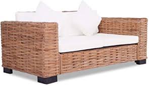 Divanetto 2 posti, qualità e comodità. Festnight Sofa Divano Da Giardino In Rattan Naturale A 2 Posti Con Cuscini Bianchi Divano Da Esterno In Rattan Con 2 Posti 157 X 80 X 67 Cm Amazon It Casa E Cucina