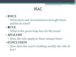 Technically, you now have 7 working days to file your lawsuit. Agenda Questions Irac Issue Rule Relevant Law Analysis Conclusion Writing Assignment Ppt Download