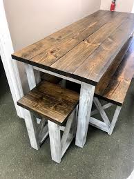 Long Pub Style Farmhouse Table Set With Stools And Tall Etsy Farmhouse Table Setting Rustic Kitchen Tables Farmhouse Table With Bench