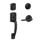 Greenwich Single Cylinder Handleset and Latitude Lever Matte 19838Black Schlage