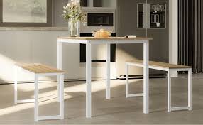 White and grey dining set wrought iron dinette sets breakfast nook dinning room 8 chairs with oriental table tablefurniture. Amazon Com Homury 3 Piece Dining Table Set Breakfast Nook Dining Table With Two Benches White Table Chair Sets