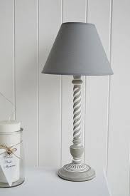 Grey Wooden Twist Table Lamp With Images Shabby Chic Bedrooms Table Lamp Shabby Chic Bedside Table