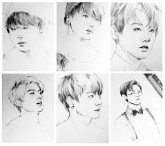 Buy 'michelangelo's david, greek statueone line drawing' by jordan eastwood as a sticker. Bts Jungkook Fanart Sketches Bts Drawings Fan Art Art Sketches