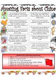 Worksheet Amazing Facts About China Reading Comprehension Worksheet Reading Comprehension Worksheets Comprehension Worksheets Fun Facts