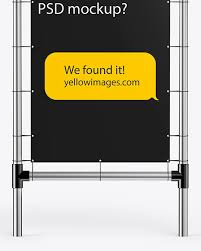 Download Metallic Stand W Matte Banner Mockup In Outdoor Advertising Mockups On Yellow Images Object Mockups PSD Mockup Templates