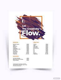 graphic design price list template free pdf illustrator word apple pages psd publisher template net price list template graphic design templates layout pricing templates