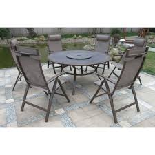 6 Seater Outdoor Dining Set Round Glass Table Recliner Chairs Garden Furniture Garden Furniture Sets Outdoor Furniture Sets Round Glass Table