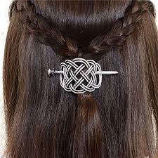 Gather all of your hair into a low bun at the nap. Viking Celtic Hair Clips Hairpins Viking Hair Accessories Celtic Knot Hair Pins Antique Silver Hair Sticks Irish Hair Decor Accessories For Long Hair Jewelry Braids Hair Slide Clip Wantitall