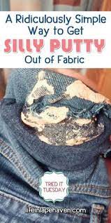 Use your plastic spatula, butter knife or credit card to remove as much of the silly putty as you can. A Ridiculously Simple Way To Get Silly Putty Out Of Fabric Silly Putty Diy Silly Putty Silly