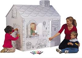 Kids colored the house with water colors, decorated with glitter glue, ran in and out. Amazon Com My Very Own House Cardboard Coloring Playhouse Cottage 49 H X 36 L X 55 W Toys Games