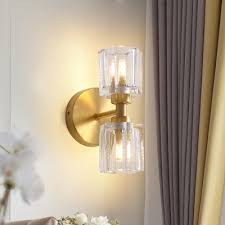 The most common modern wall lamp material is metal. 2 Bulbs Living Room Wall Light Modern Style Gold Finish Wall Sconce Fixture With Tapered Clear Crystal Shade Beautifulhalo Com
