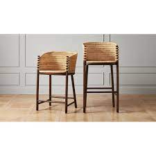 Based on the furniture and space in your office or home, pick a bar stool that's the right size for your room. Shop Tejido Bar Stools Natural Rattan Weaves A Comforting Curved Seat Supported By A Warm Wood Frame Each Rattan Coil Is Bar Stools Stool Small Accent Chairs