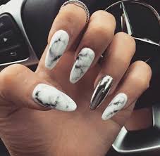 Acrylic Black And White Marble Nails Trending Now Marbled Nails Nails Arylic Nails Fresh Nails Designs