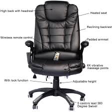 The heated massage office chair is perfect for any working or resting environment. Homcom Reglable Chauffant De Massage Ergonomique Chaise De Bureau Pivotant Vibrant Haute Dos Cuir Cha Office Chair Executive Office Chairs Office Massage Chair