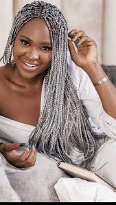 Long Braided Wig Grey Box Braid Wig - Etsy Singapore