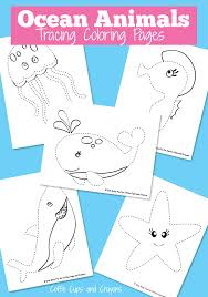 From easy dinosaur pictures for preschool kids to color, to more realistic and detailed illustrations for big kids, including named dinosaur pictures, we hope you find a coloring page that you like! Ocean Animals Tracing Coloring Pages Coffee Cups And Crayons