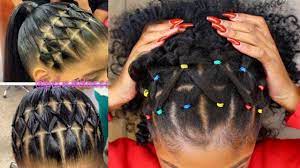 Tie it up using a rubber band. Pintrest Rainbow Rubber Band Braidless Crochet Half Up Half Down Hairstyle Youtube