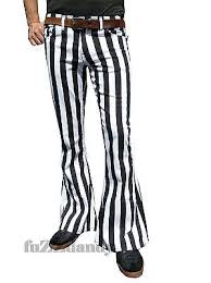 Black And White Striped Flare Pants Outfit Flares White Black Striped Mens Bell Bottoms Hippie Vtg Indie Trousers Stripey Vintage Jeans Mens Black White Stripes Black Stripes