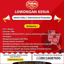 Lowongan kerja pt bintang toedjoe terbaru. Lowongan Kerja Admin Sales Makanku Di Solo Info Loker Solo
