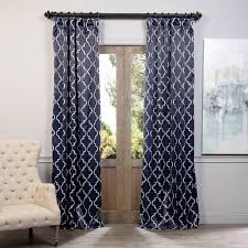 Exclusive Fabrics Furnishings Semi Opaque Seville Navy Blackout Curtain 50 In W X 108 In L Panel Boch Kc40f 108 The Home Depot Black Blackout Curtains Half Price Drapes Navy Blackout Curtains