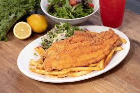 Long thin pieces of potato that has been cooked in hot oil. Fried Catfish California Fish Grill