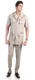 Sharkskin Khaki Safari Suit Safari Suit For Men Safari Jacket Outfit Mens Outfits Mens Designer Shirts