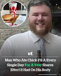 A man who ate Chick-fil-A every single day for a year has revealed what it  did to his body... so you never have to 👀