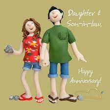 Happy marriage anniversary to my handsome son and beautiful daughter in law. Wedding Anniversary Card Daughter Son In Law Funny One Lump Or Two Quality 5060266421716 Ebay